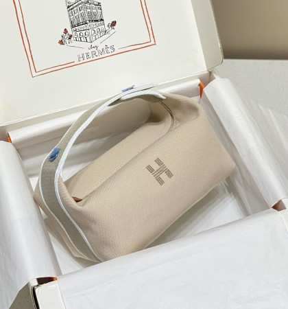 H**mes canvas bride-a-brac case toiletry pouch