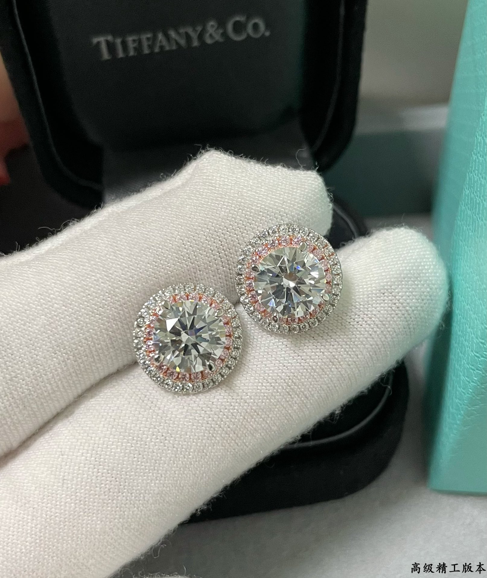 t*f*ny & co. round pink Di*m*nd stud earrings ag925
