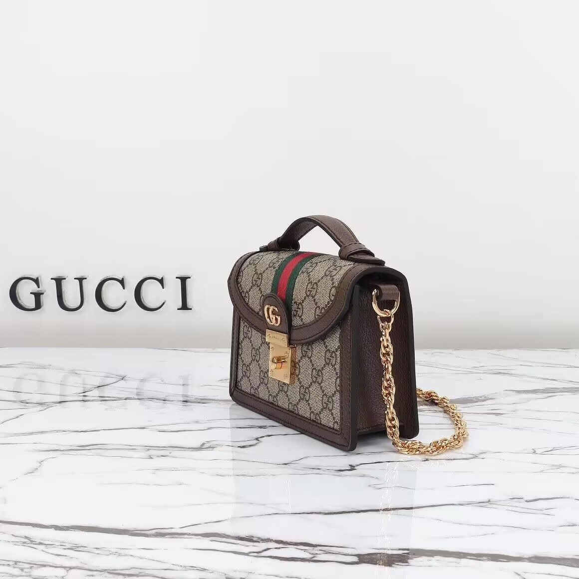 G*u*i ophidia top handle bag 17.5×13×6 cm