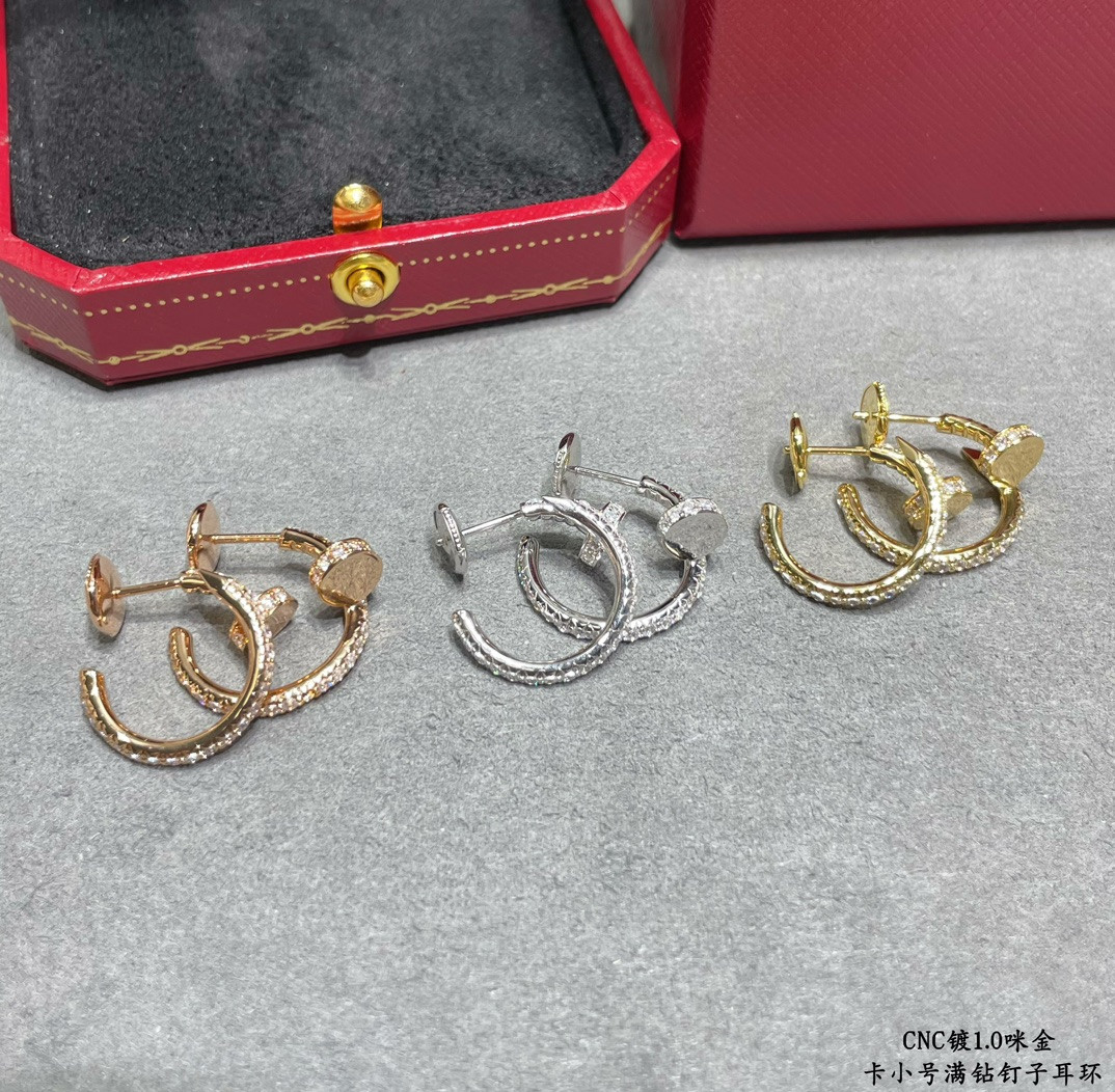 ca*t*er fully Di*m*nd-encrusted small nail earrings