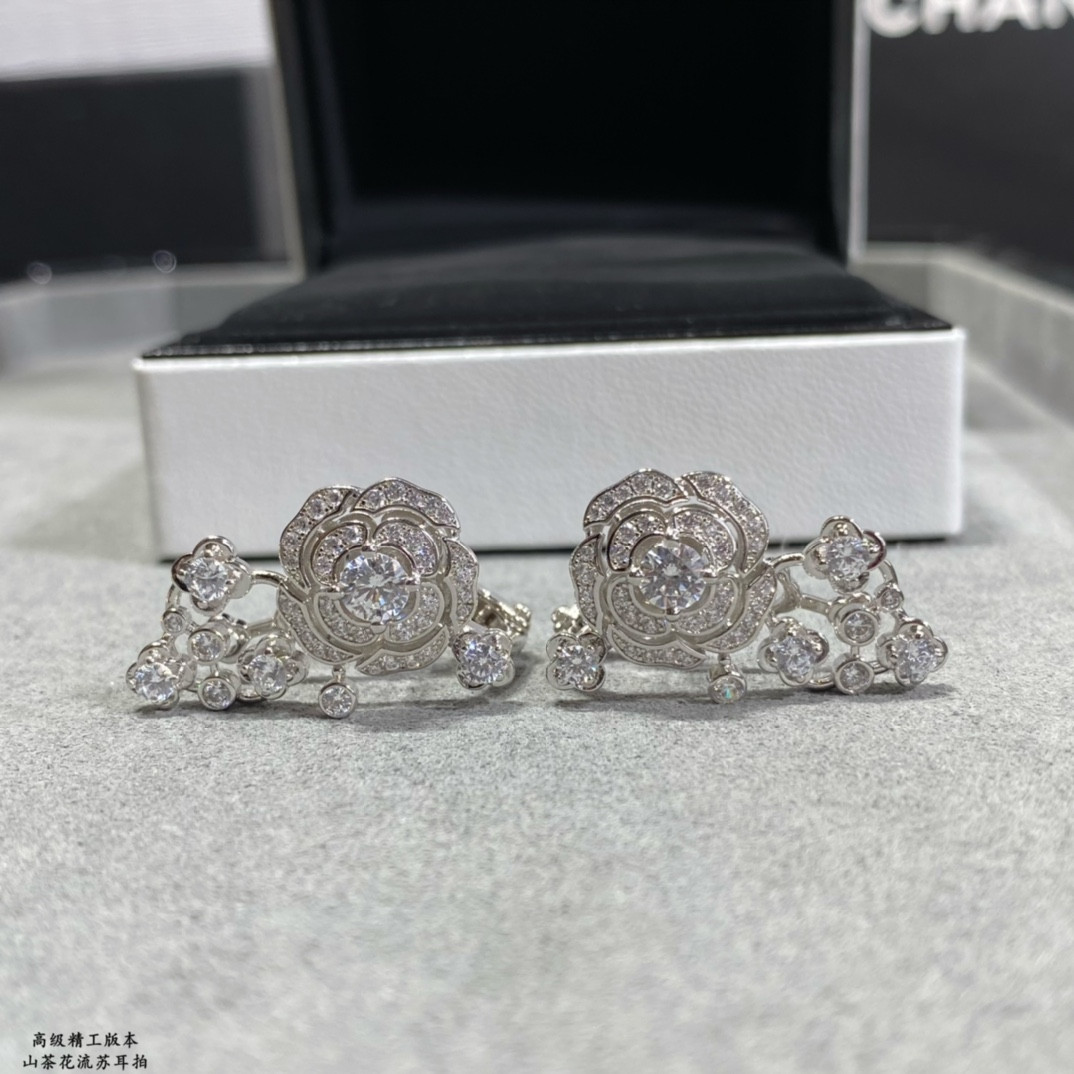 Ch*el camellia tassel earrings