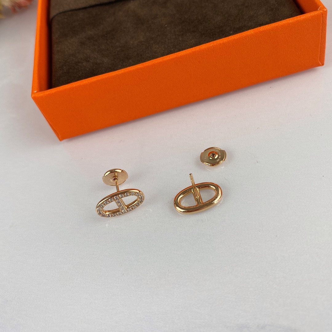 hermès fully Di*m*nd-encrusted  h stud earrings