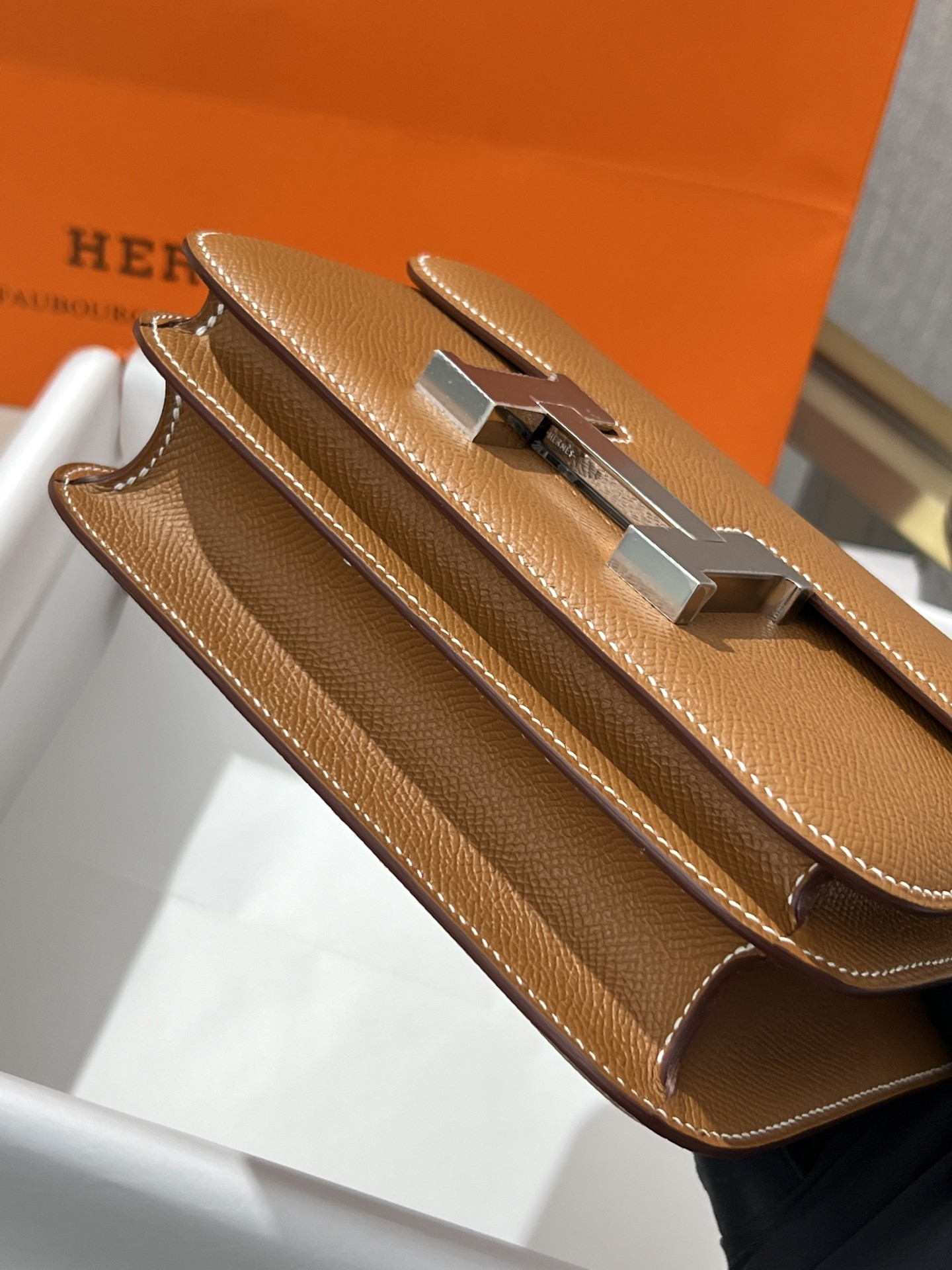 H**mes constance 24  epsom leather silver hardware 9.4"x5.9"x3"