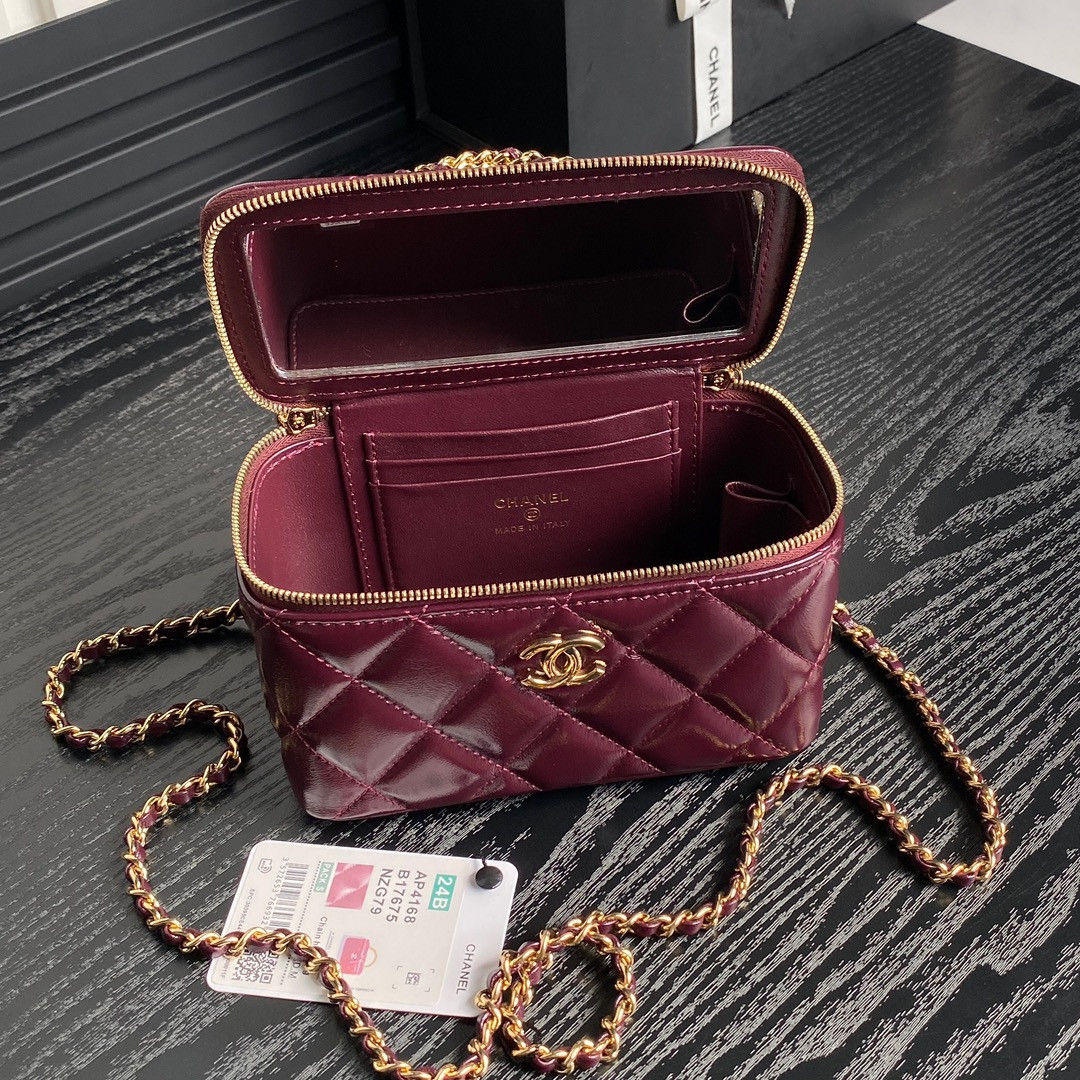 Ch*el clutch with chain 9.5x 17x 8cm