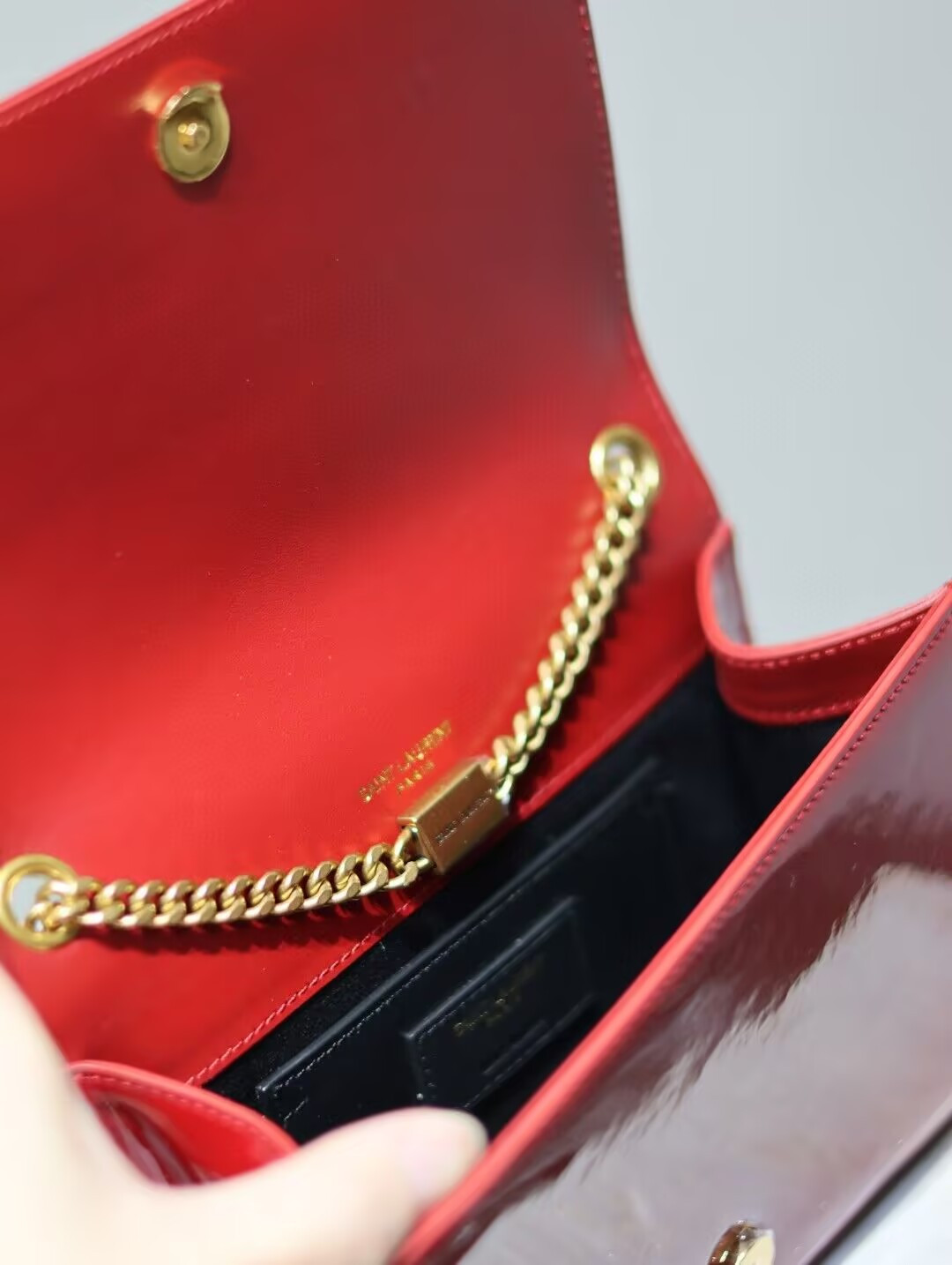 Y*L kate nappa patent calfskin two-toned 20x13.5x6cm