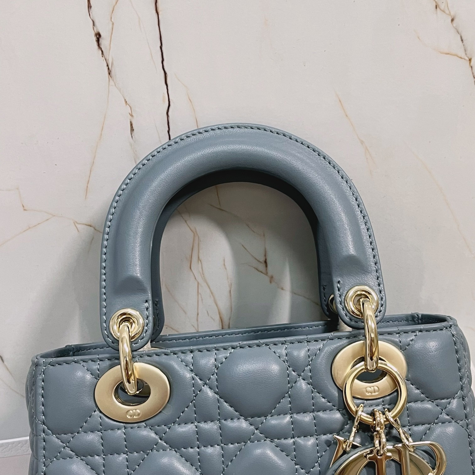 small lady D*or my abcD*or bag  cloud blue 8 x 6.5 x 3 inches