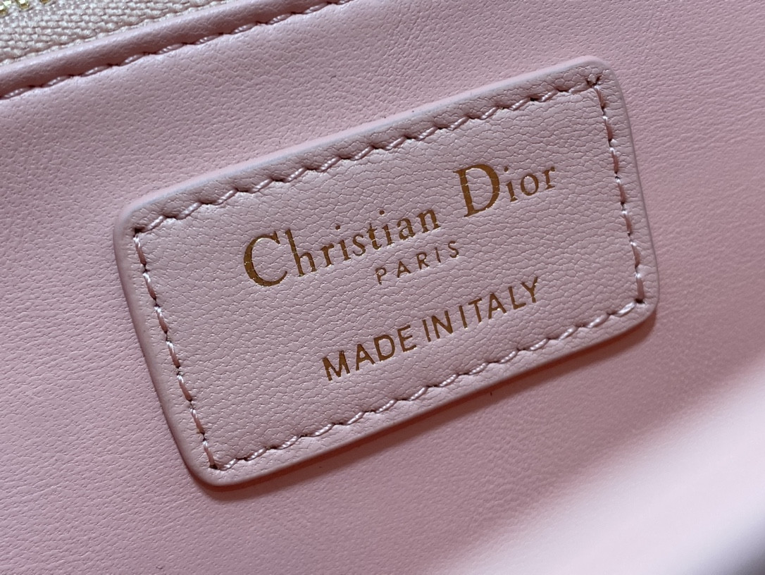my D*or top handle bag melocoton pink 9.5 x 5.5 x 3 inches