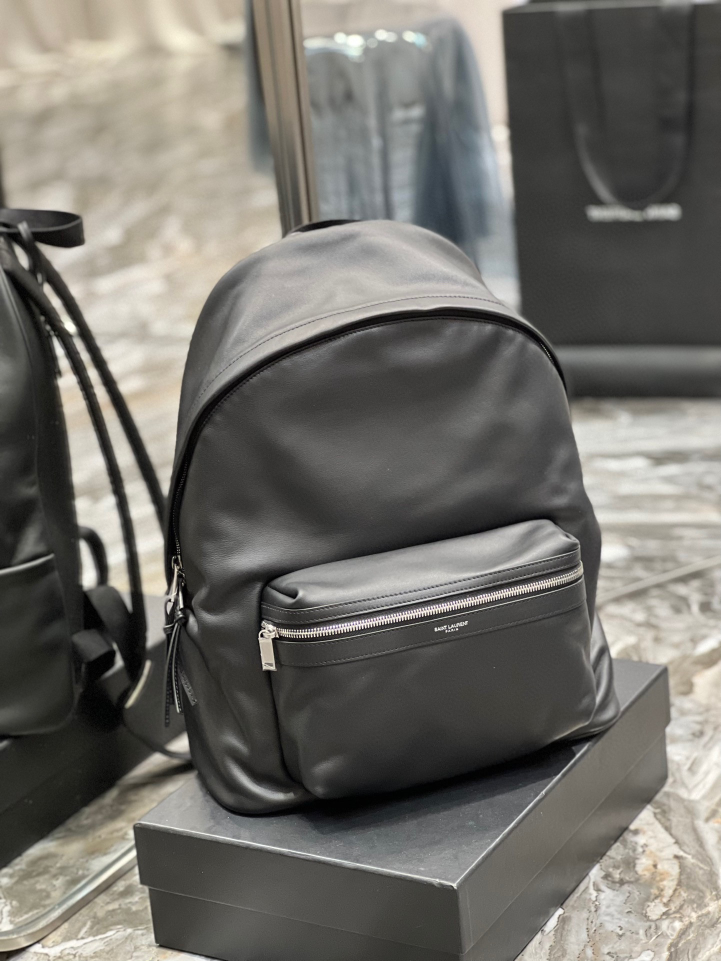 Y*L city backpack in canvas, nylon and leather   31 x 41 x 22 cm  12.2 x 16.1 x 8.6 inches