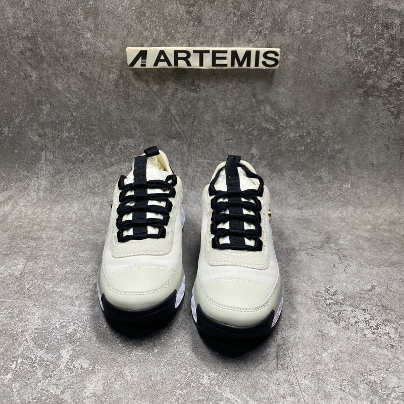 Ch*el velvet calfskin & mixed fibers sneaker ivory