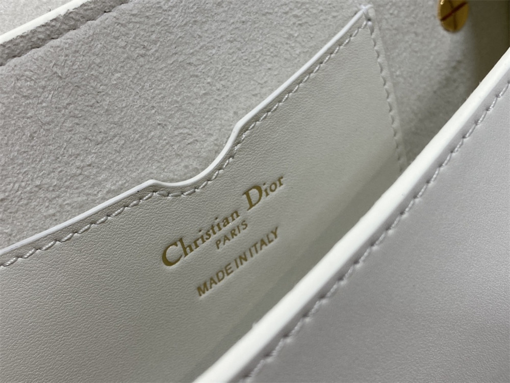 D*or bobby east-west bag latte box calfskin white