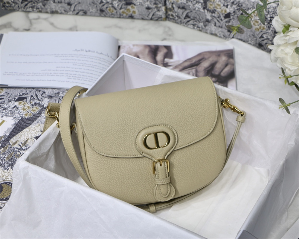 medium D*or bobby bag apricot grained calfskin