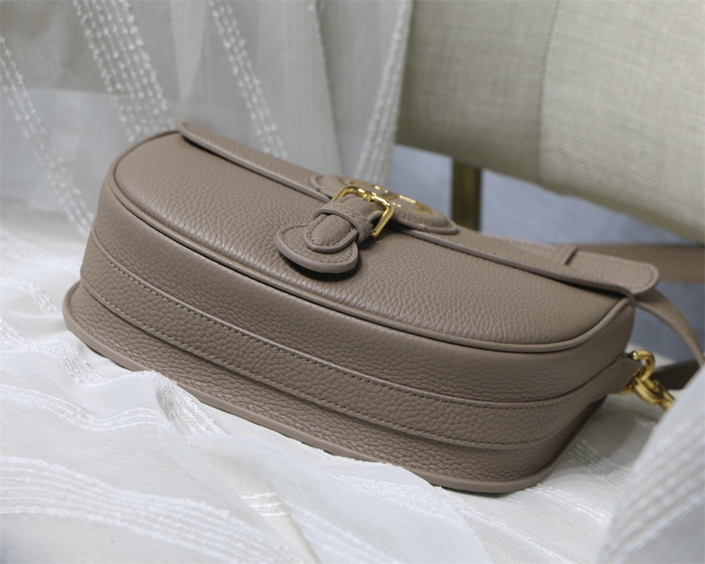 medium D*or bobby bag grey grained calfskin