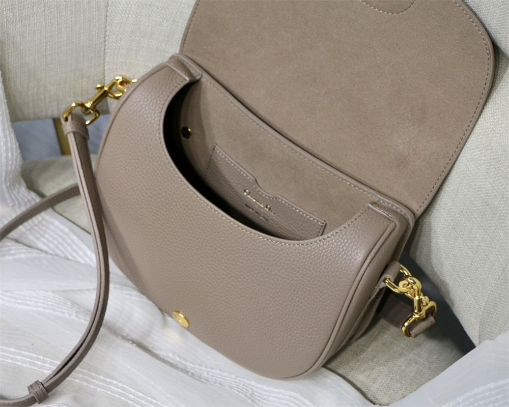 medium D*or bobby bag grey grained calfskin