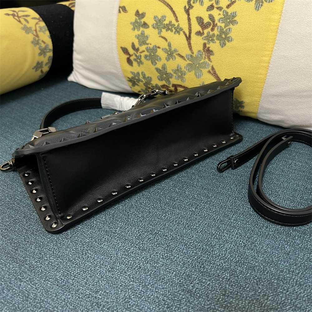 VALENTINO GARAVANI ROCKSTUD PADDED NAPPA HANDBAG BLACK