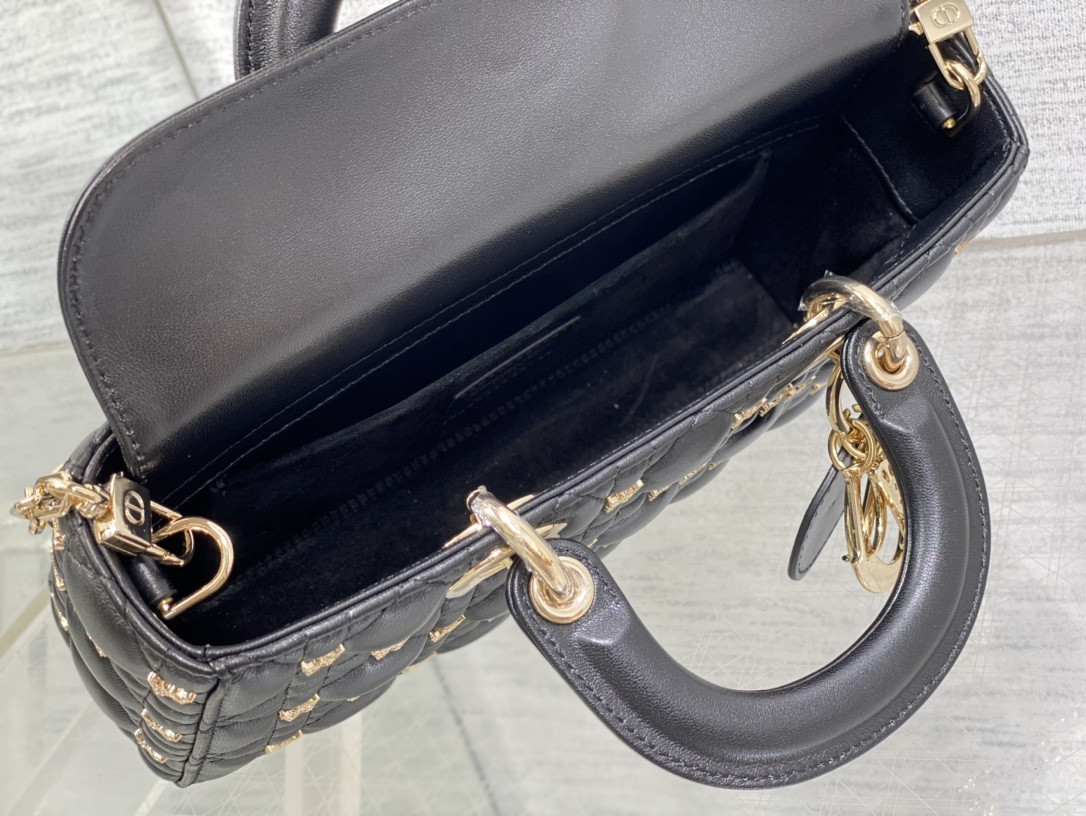 D*or medium lady d-joy bag black with butterfly studs
