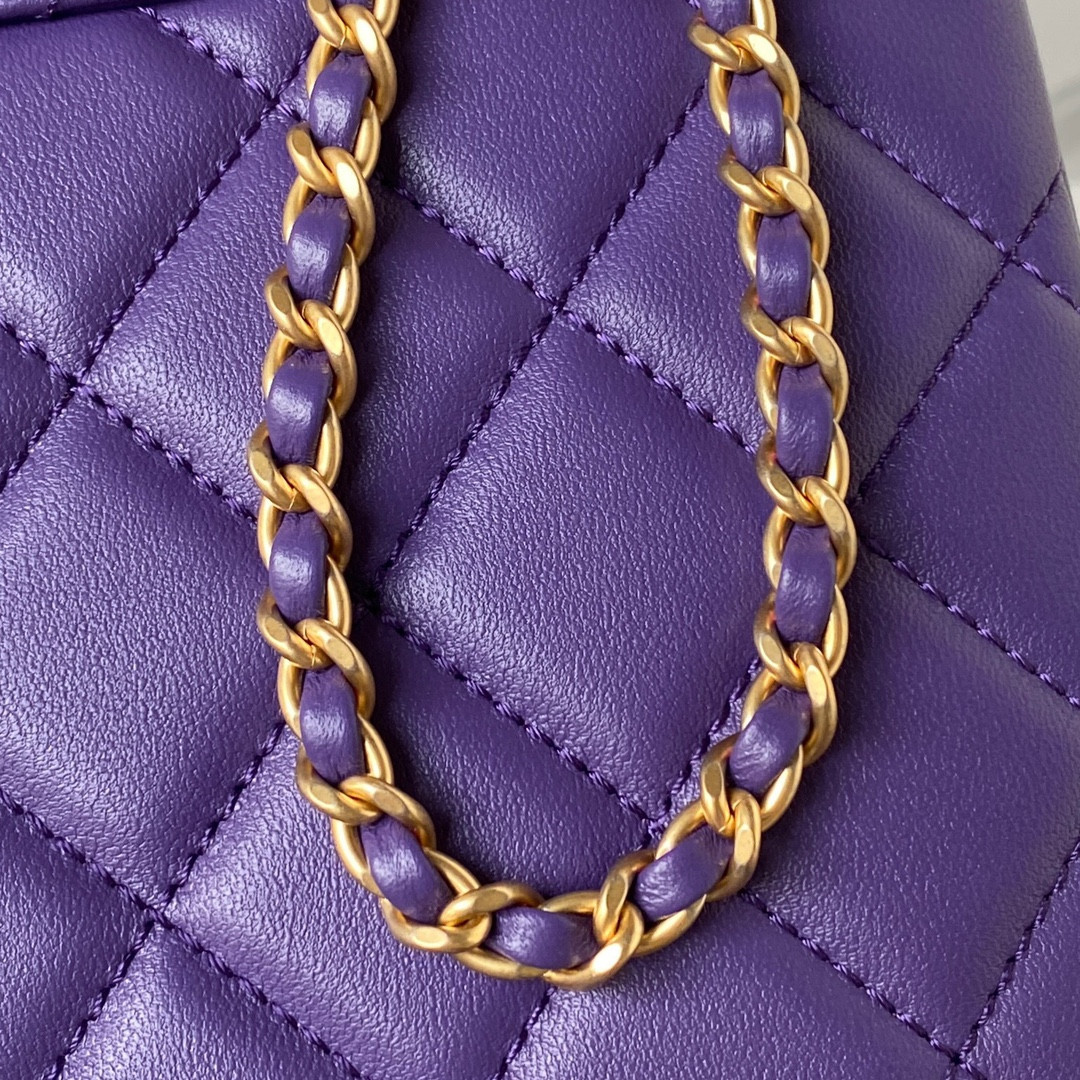 Ch*el baguette bag purple 17.5×20×5cm