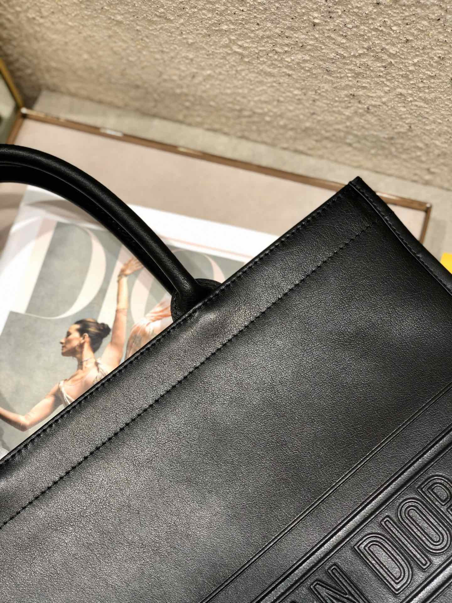 large D*or book tote black D*or oblique embossed calfskin 16.5 x 14 x 7.5 inches