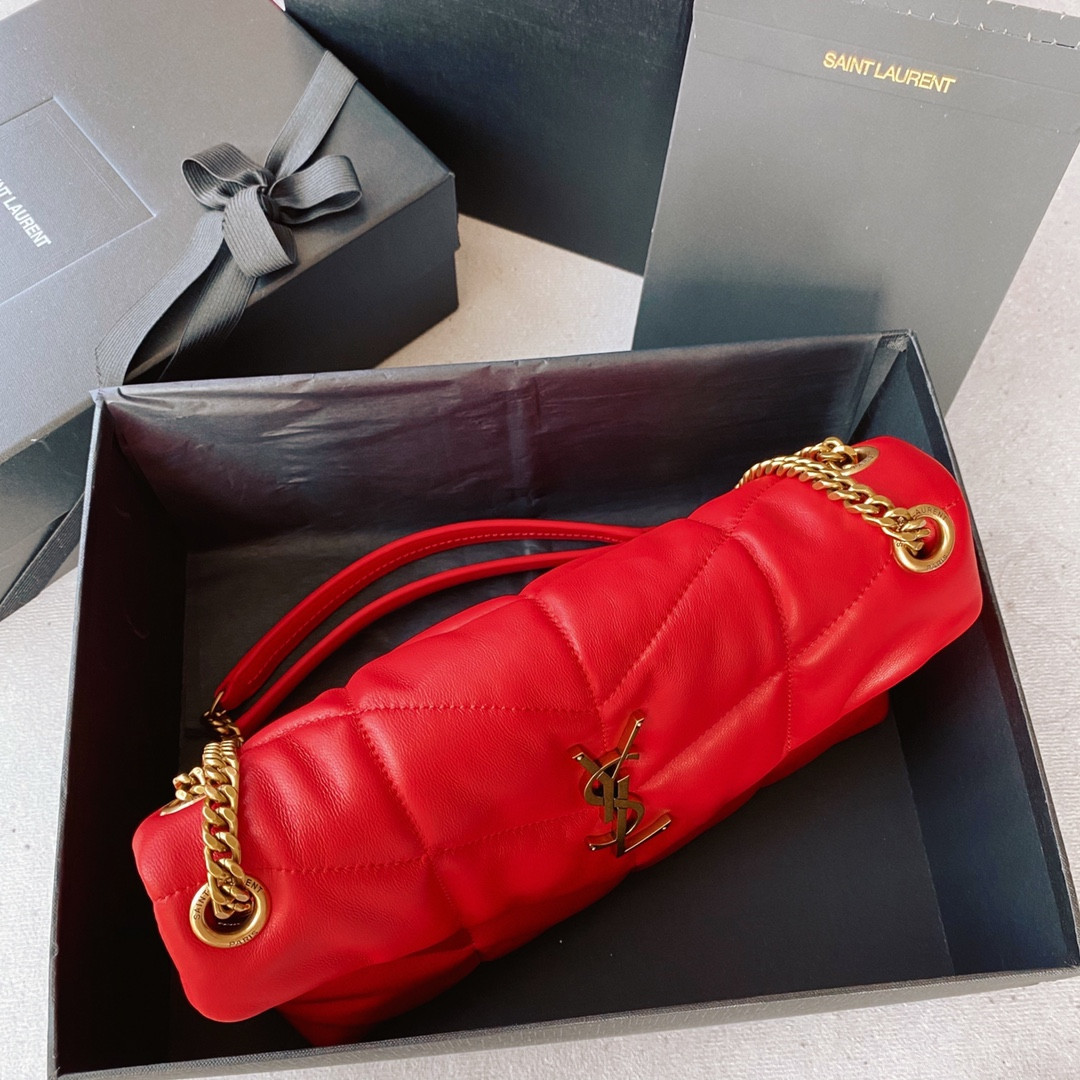 Y*L puffer small in nappa leather red 11.4 x 6.6 x 4.3 inches