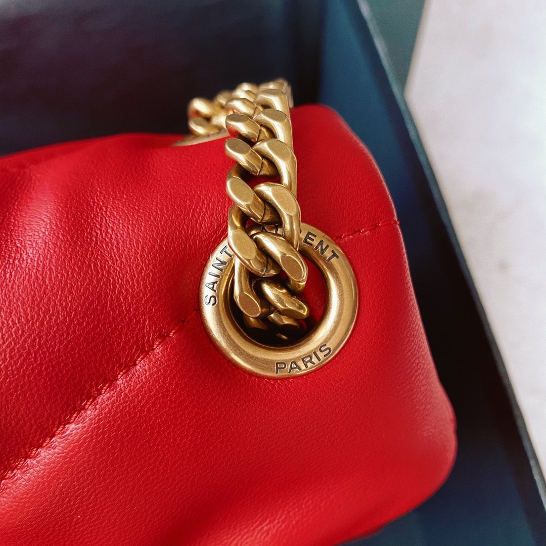 Y*L puffer small in nappa leather red 11.4 x 6.6 x 4.3 inches