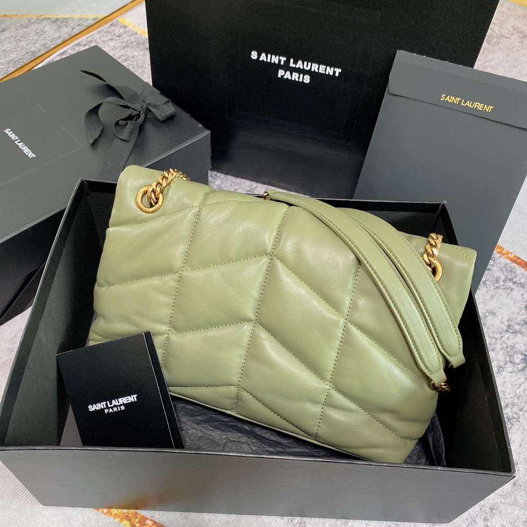 Y*L puffer small in nappa leather green 11.4 x 6.6 x 4.3 inches