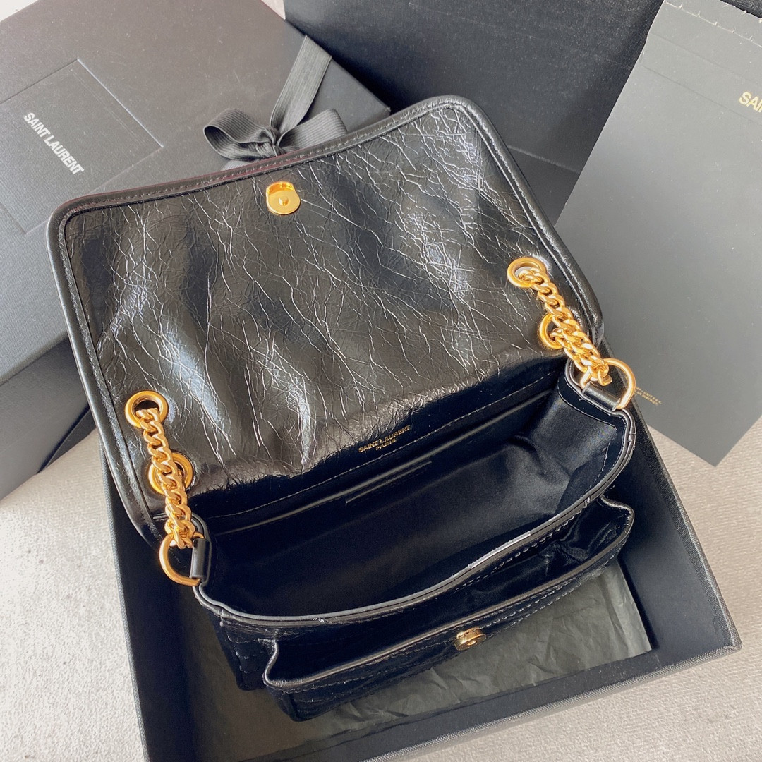 Y*L niki baby in vintage leather noir 8.2 x 6 x 2.9 inches
