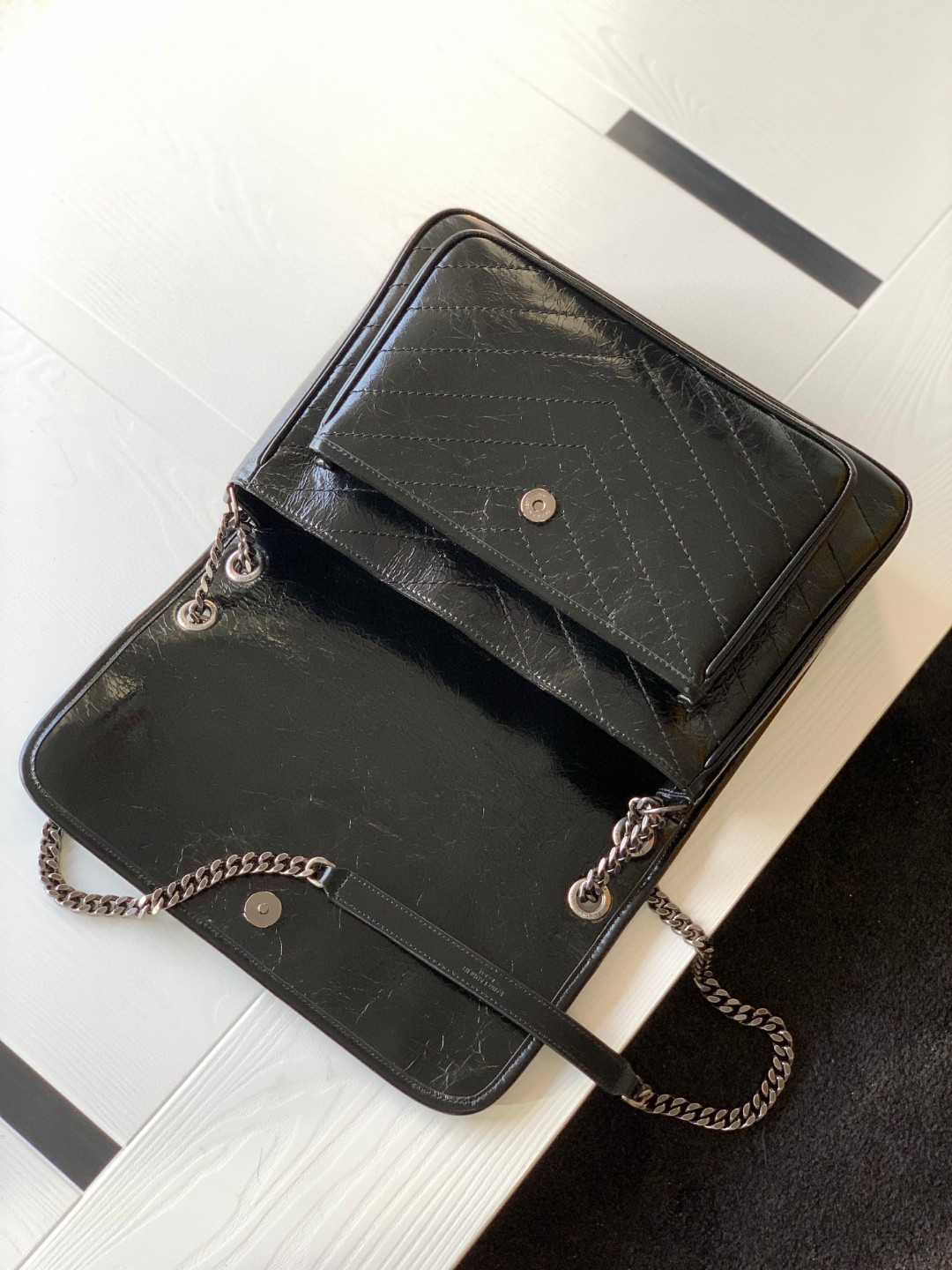 Y*L niki large in vintage leather 12.5 x 9 x 3.5 inches