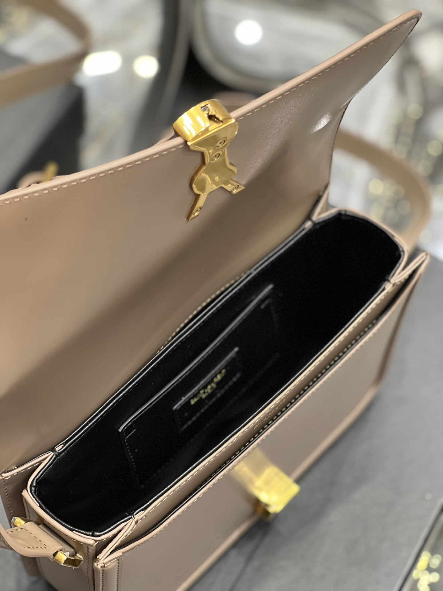 y*l solferino medium satchel in box Sa**t Lau*nt pink 9.1 x 6.3 x 2.4 inches