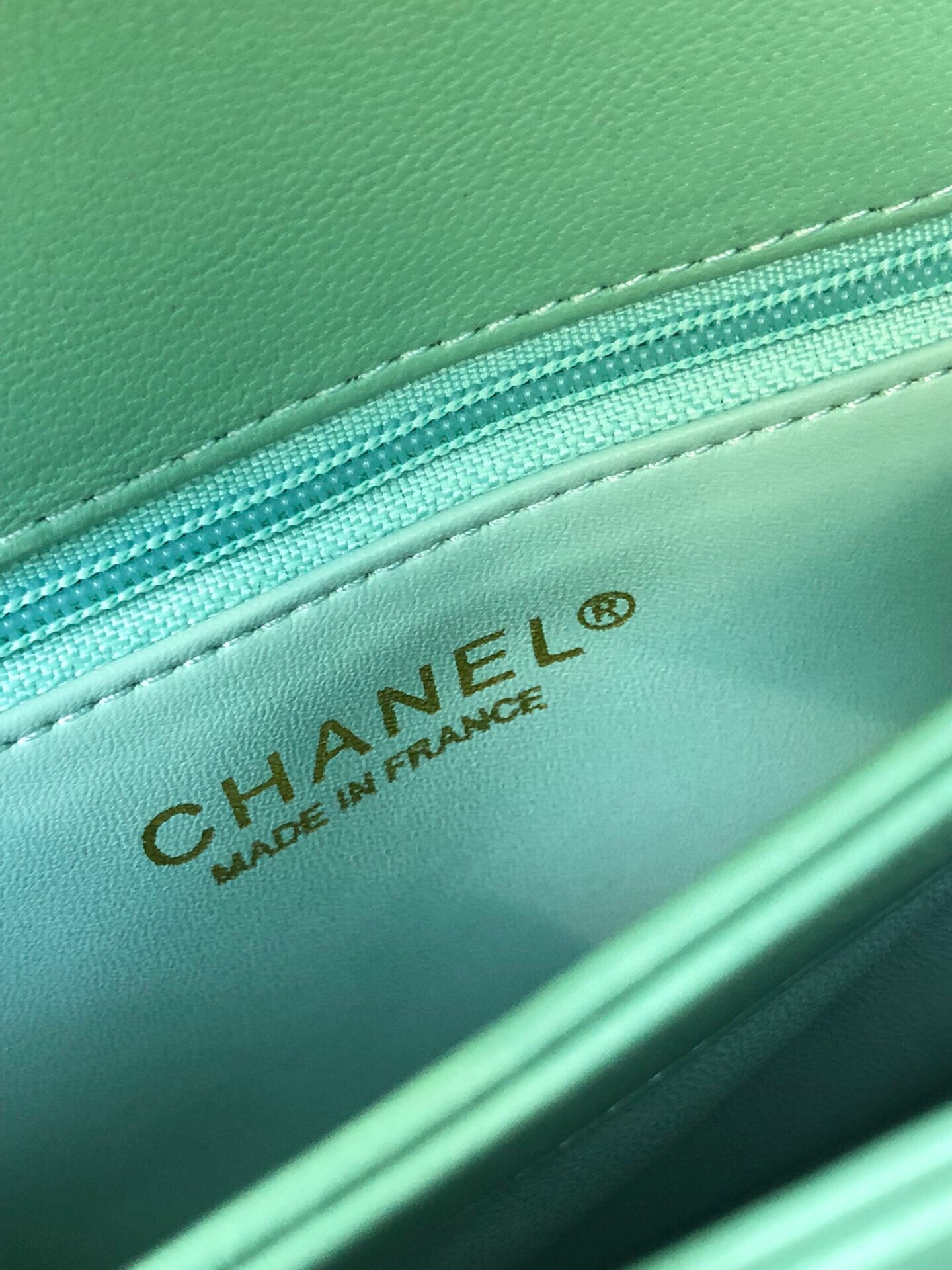 Ch*el flap bag with top handle 6.6 × 9.8 × 4.7 in