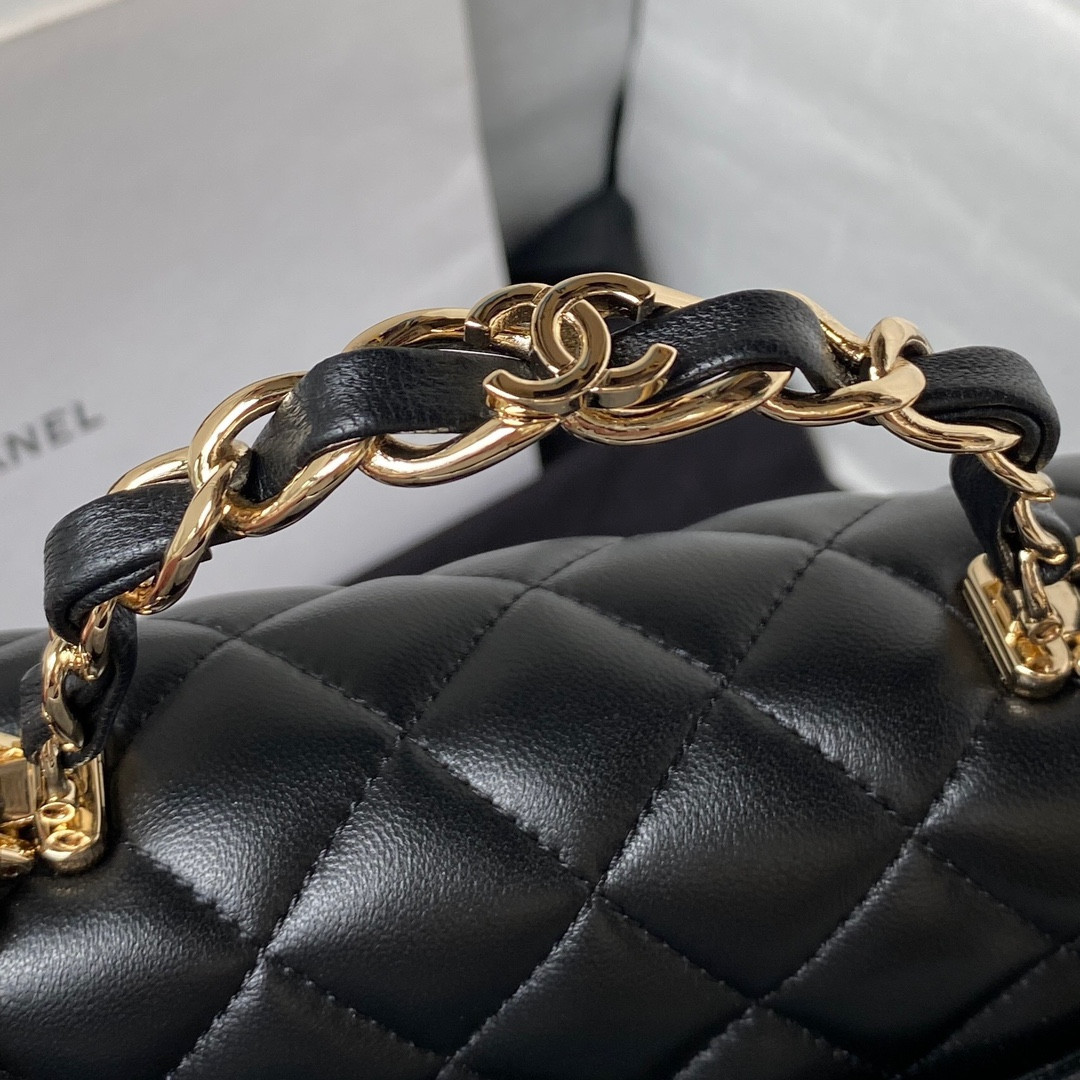 Ch*el mini classic handbag with top handle 12 × 20 × 6 cm