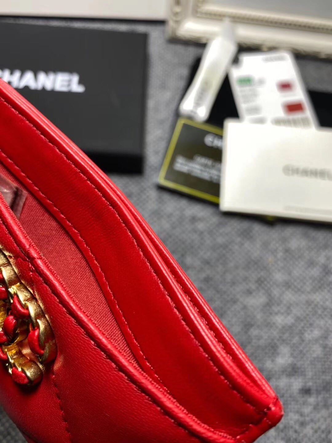 Ch*el card holder 11.2×7.5×0.5cm