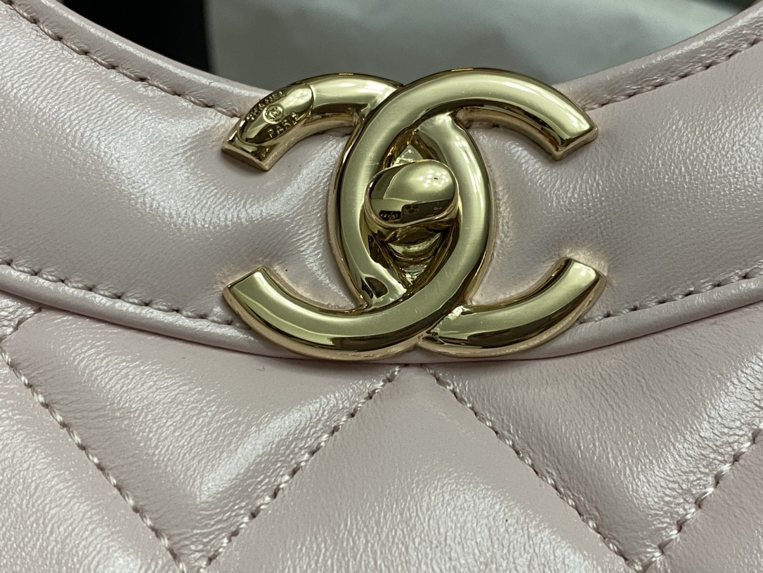 Ch*el  shopping bag shiny lambskin & gold-tone metal 35x39x8cm