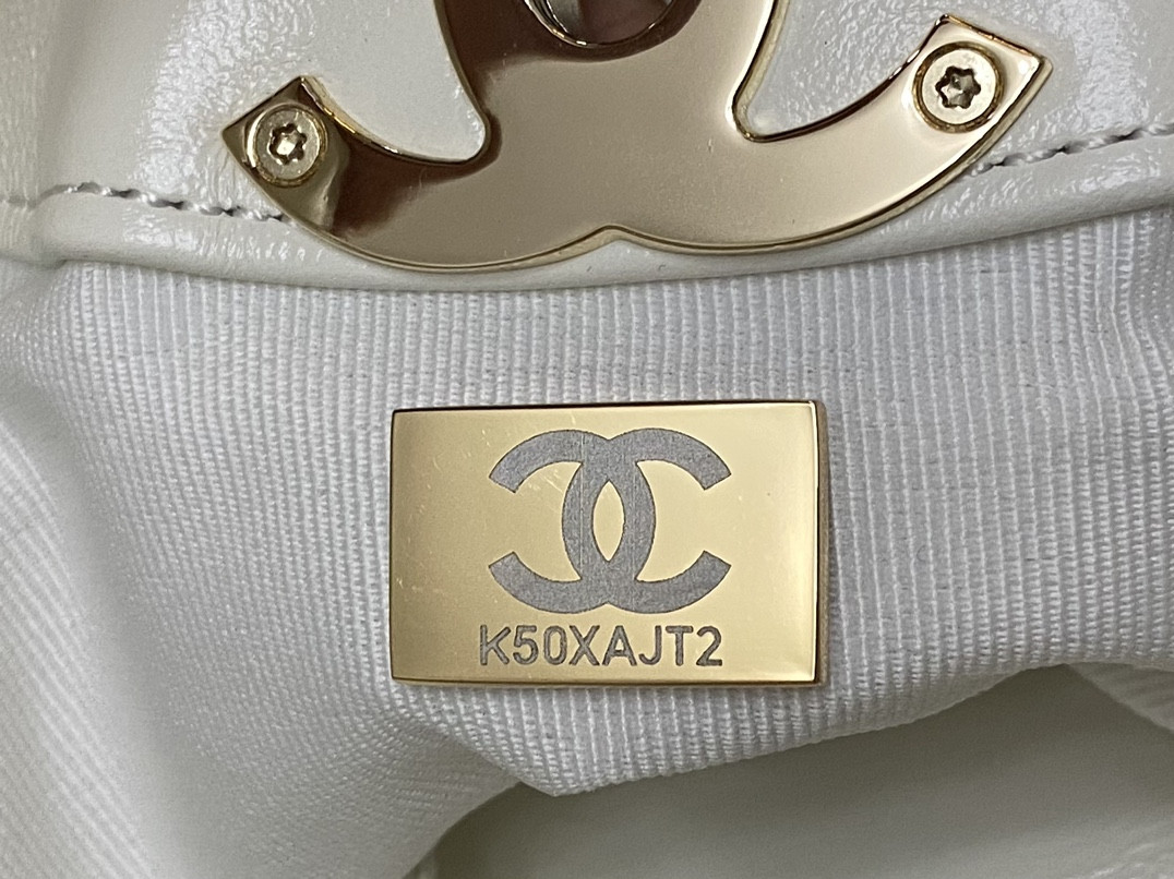 Ch*el shopping bag shiny lambskin & gold-tone metal 11.7 × 11.3 × 3.5 in
