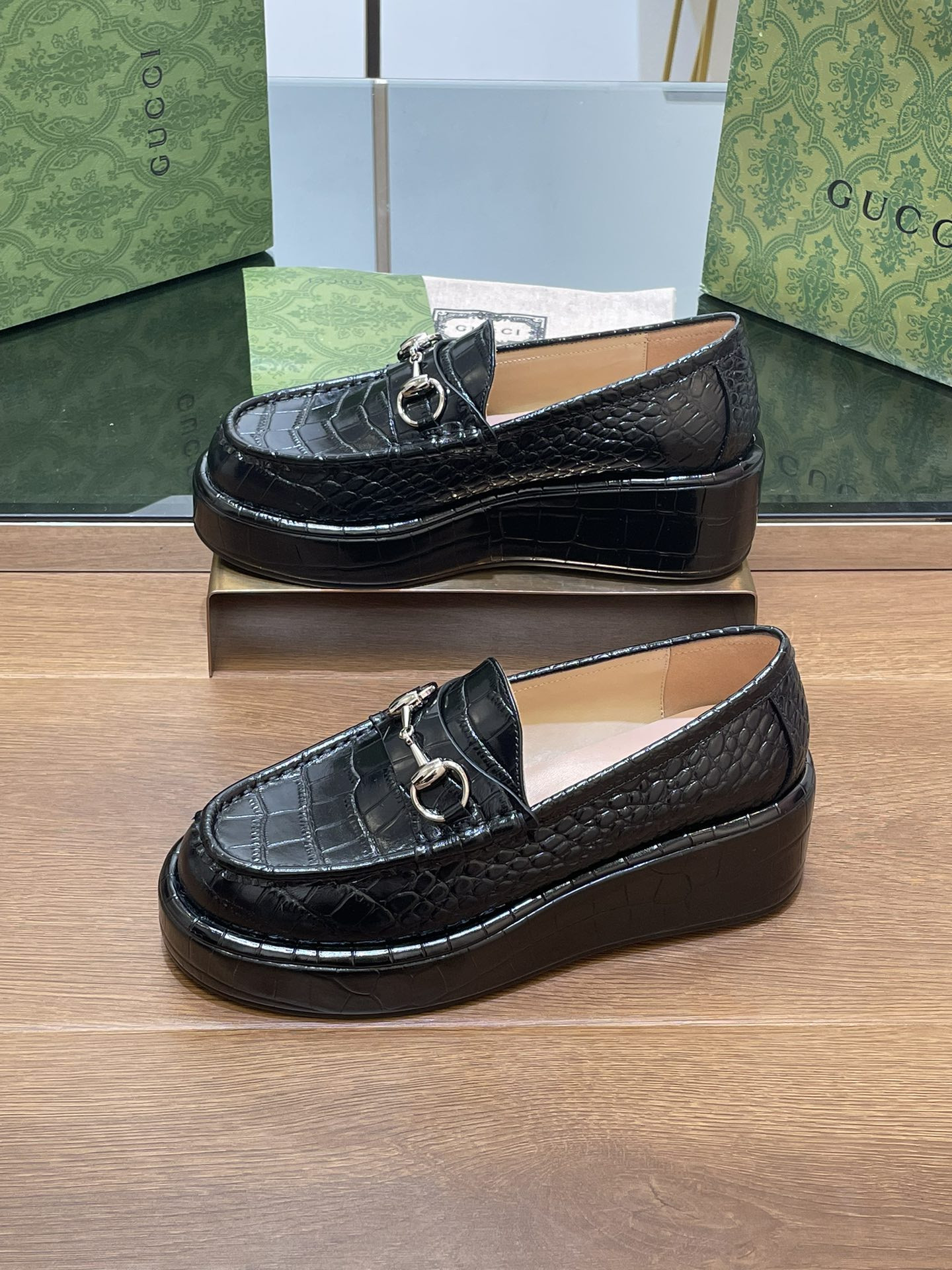 ua G*u*i horsebit wedge loafer