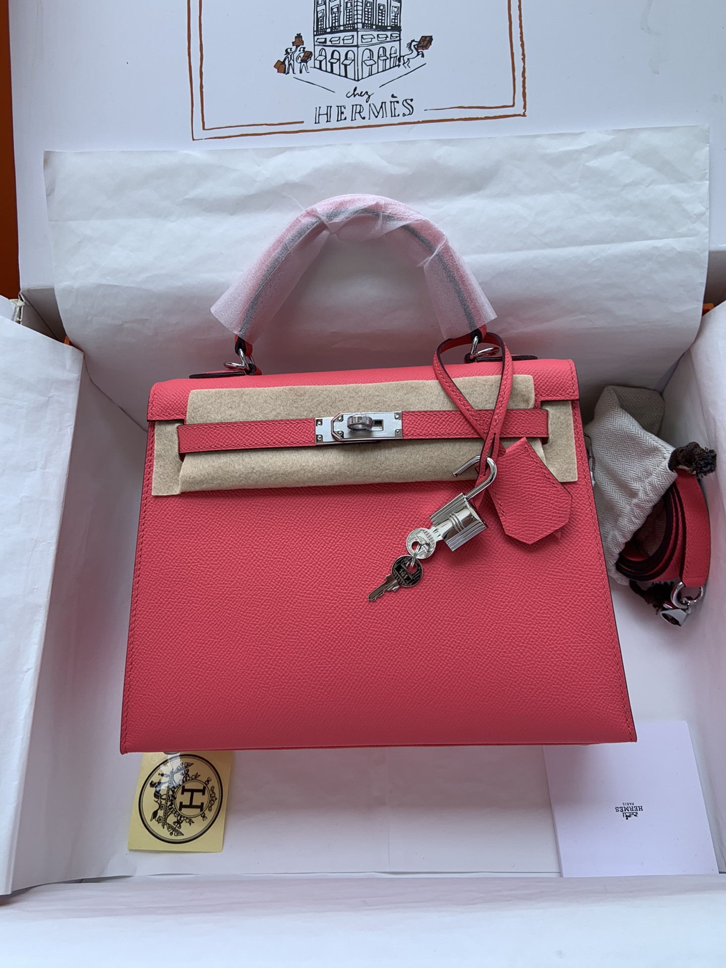 HERMÈS Kelly Silver-tone Hardware 25 28