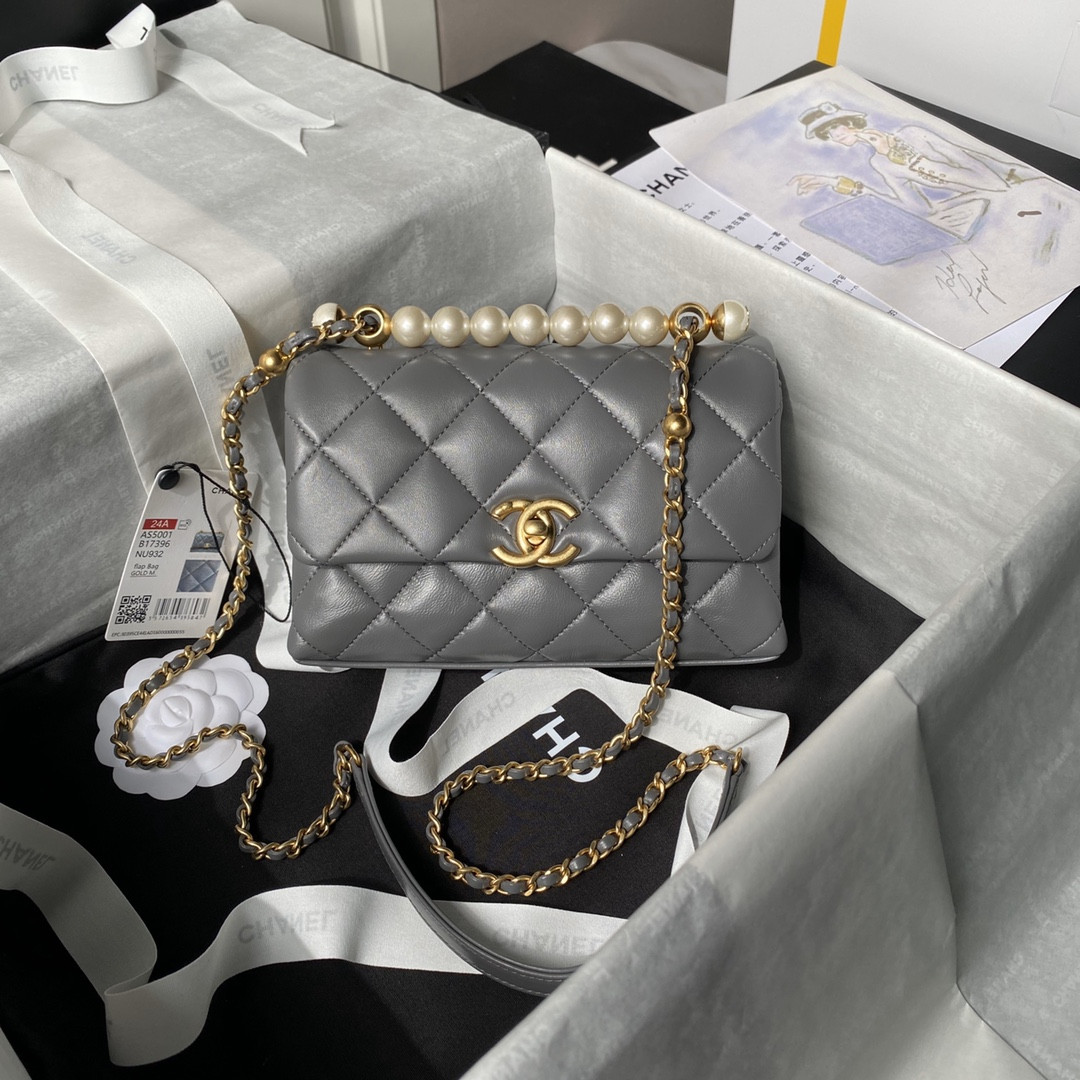 Ch*el mini flap bag with top handle 12.5×19×7cm