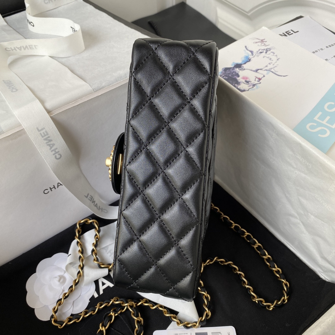 Ch*el mini classic handbag with top handle 12 × 20 × 6 cm