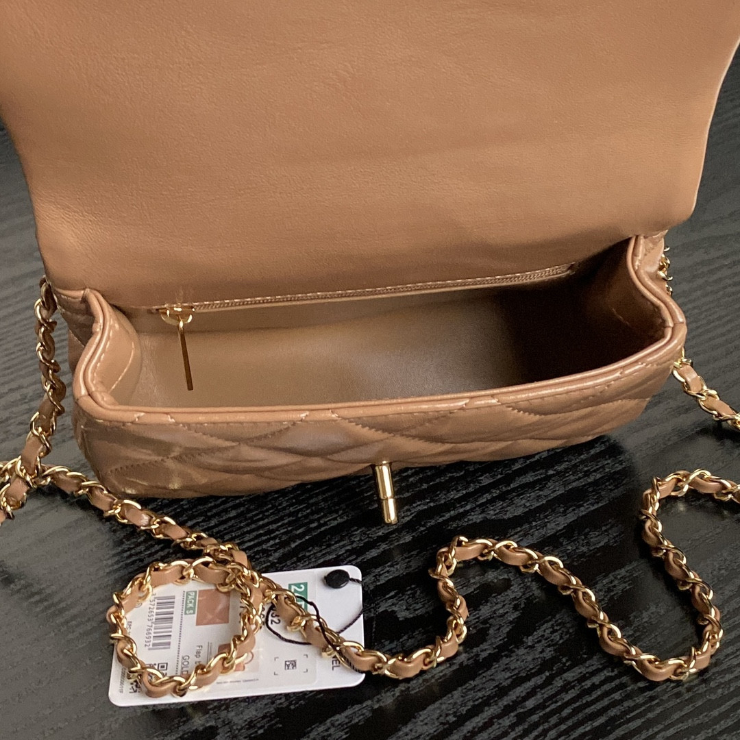 Ch*el mini flap bag with top handle 14×19×8.5cm