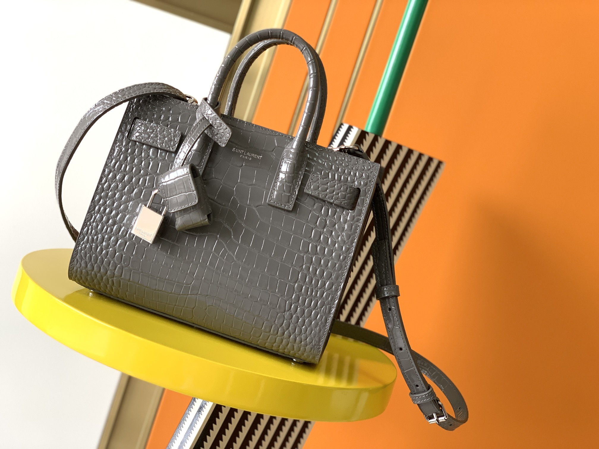 Y*L sac de jour in crocodile embossed leather - nano 22x18x10.5cm