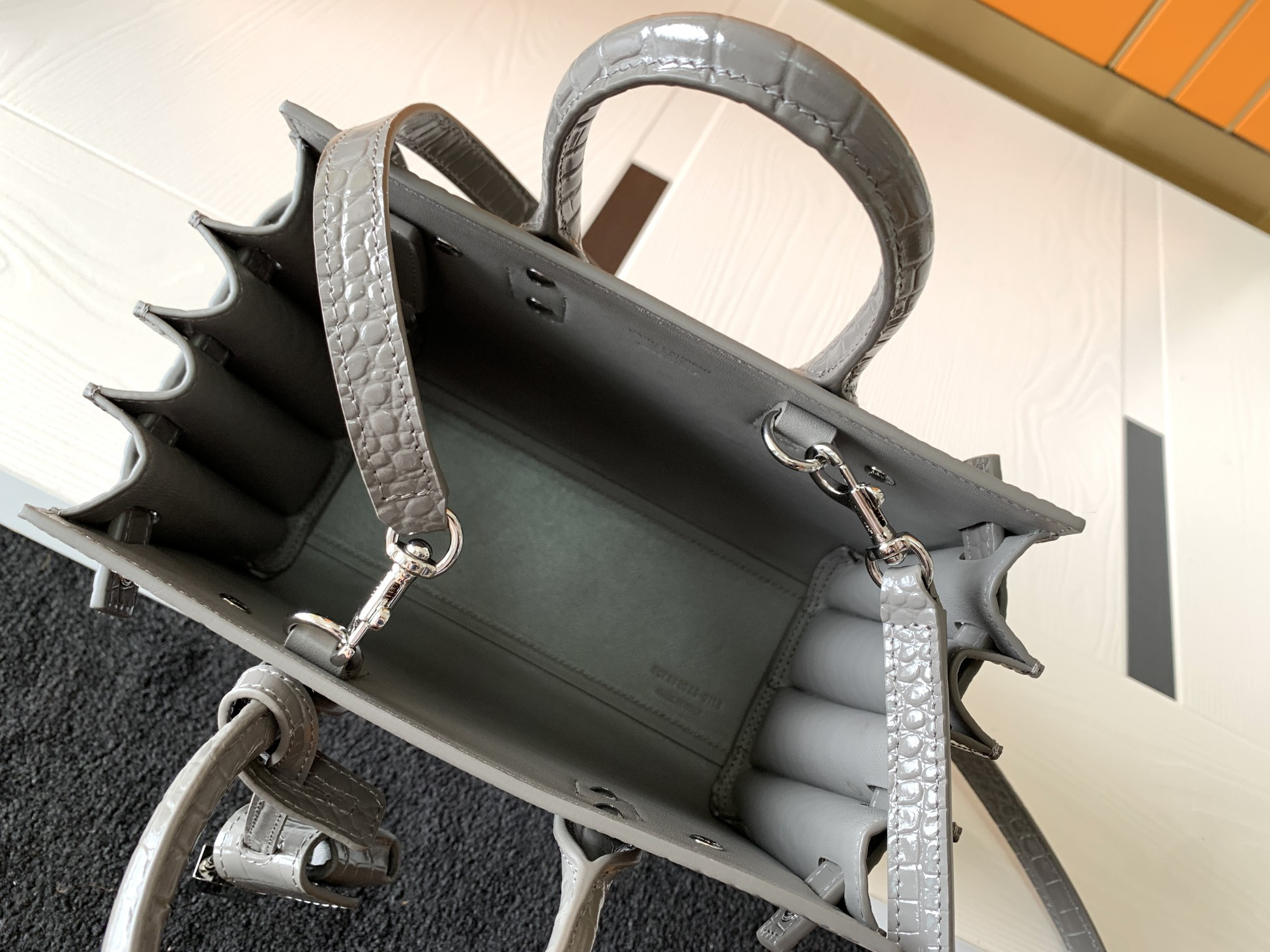Y*L sac de jour in crocodile embossed leather - nano 22x18x10.5cm