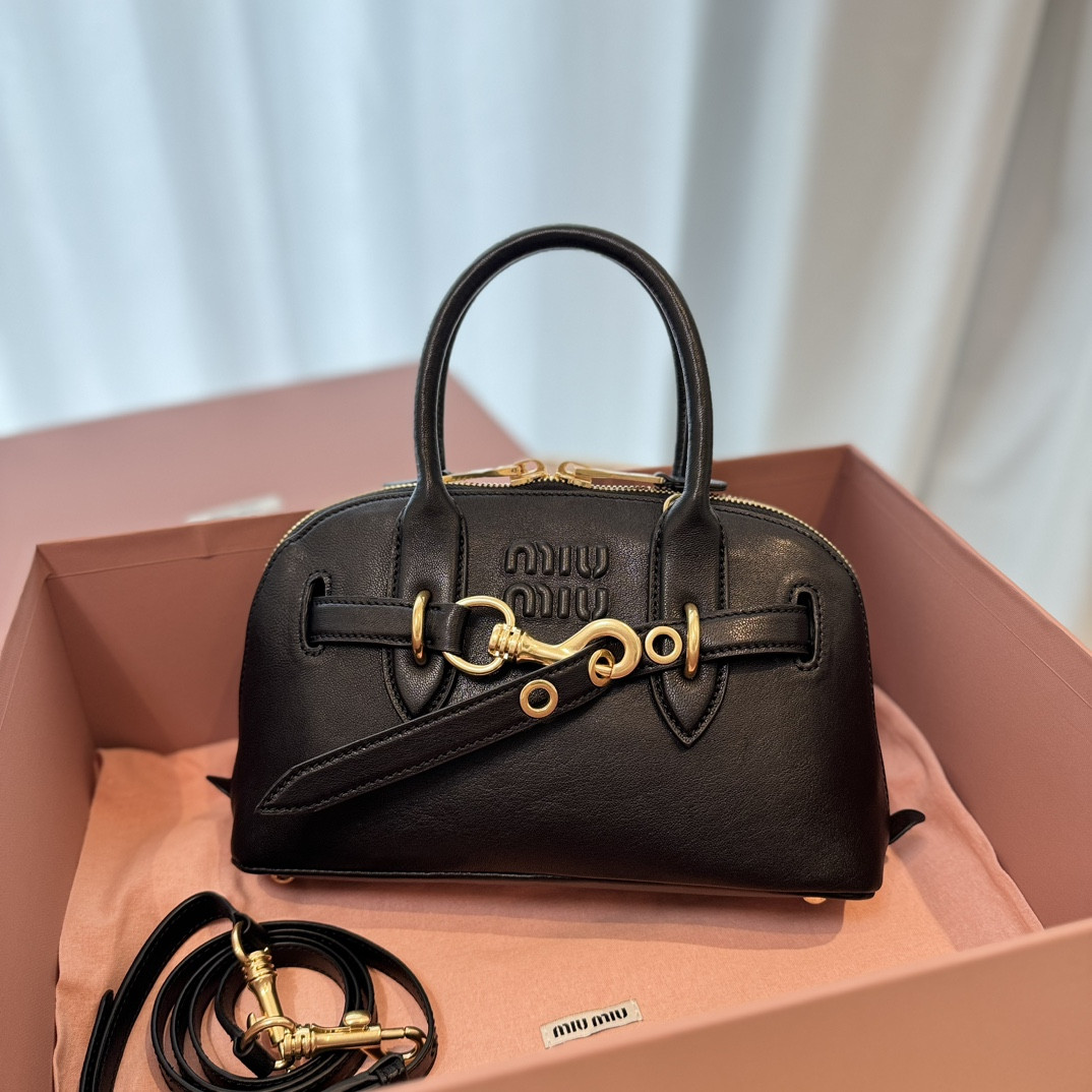 Miu Miu Aventure nappa leather top-handle bag 16.5x28x10cm