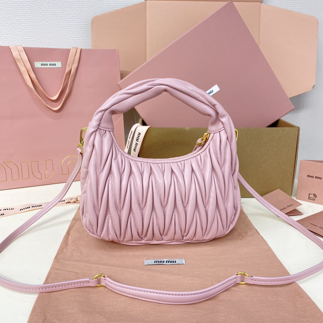 Miu Miu Wander matelassé nappa leather hobo bag 17x20x6cm