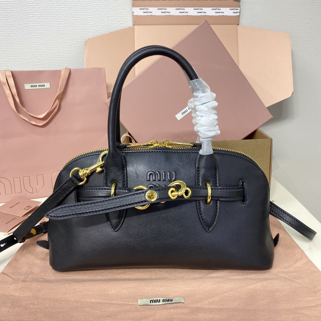 Miu Miu Aventure nappa leather top-handle bag 17x33x11cm