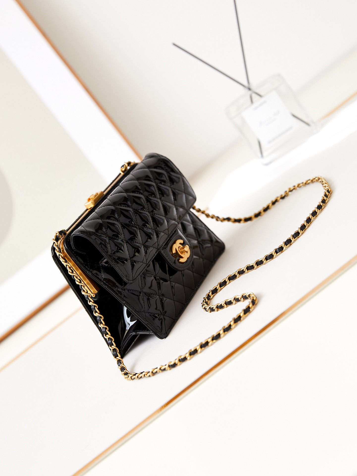 Ch*el 23k box bag 15.5x20x7.5cm