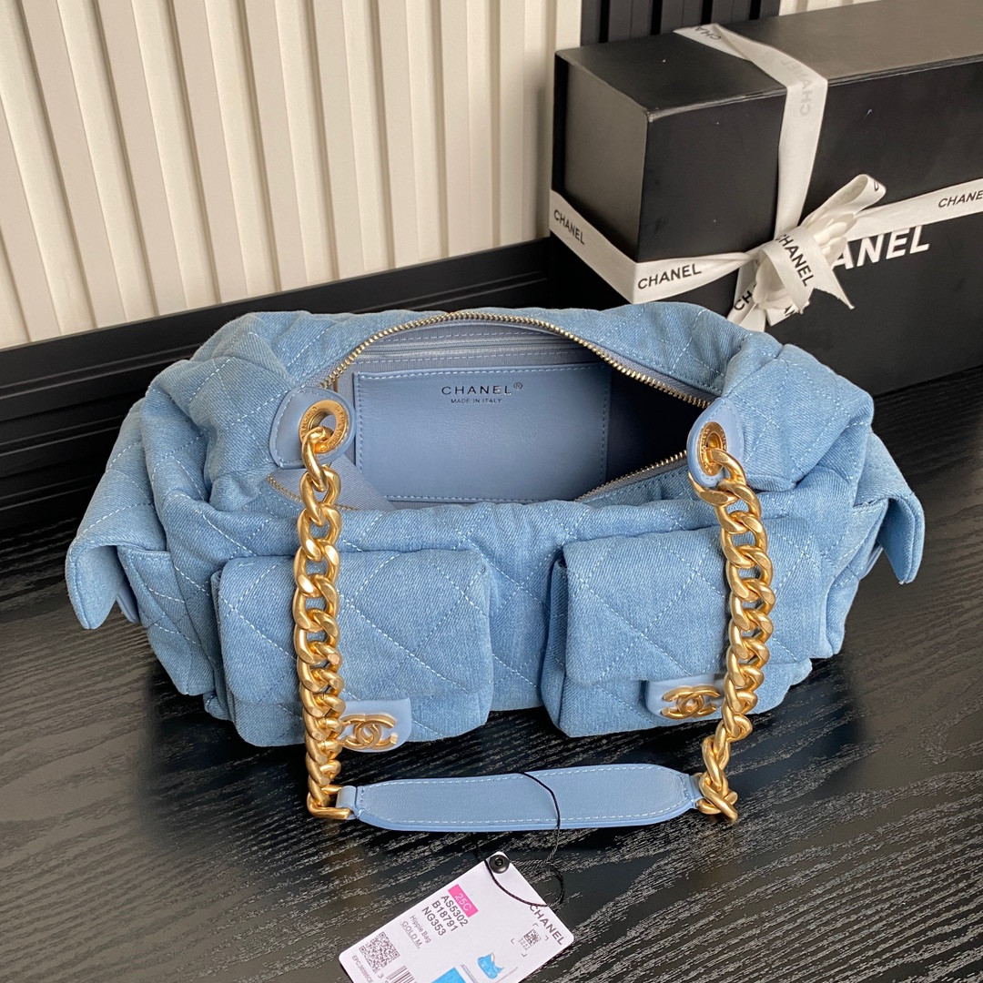 Ch*el 25c maxi hobo bag 27×35×18cm