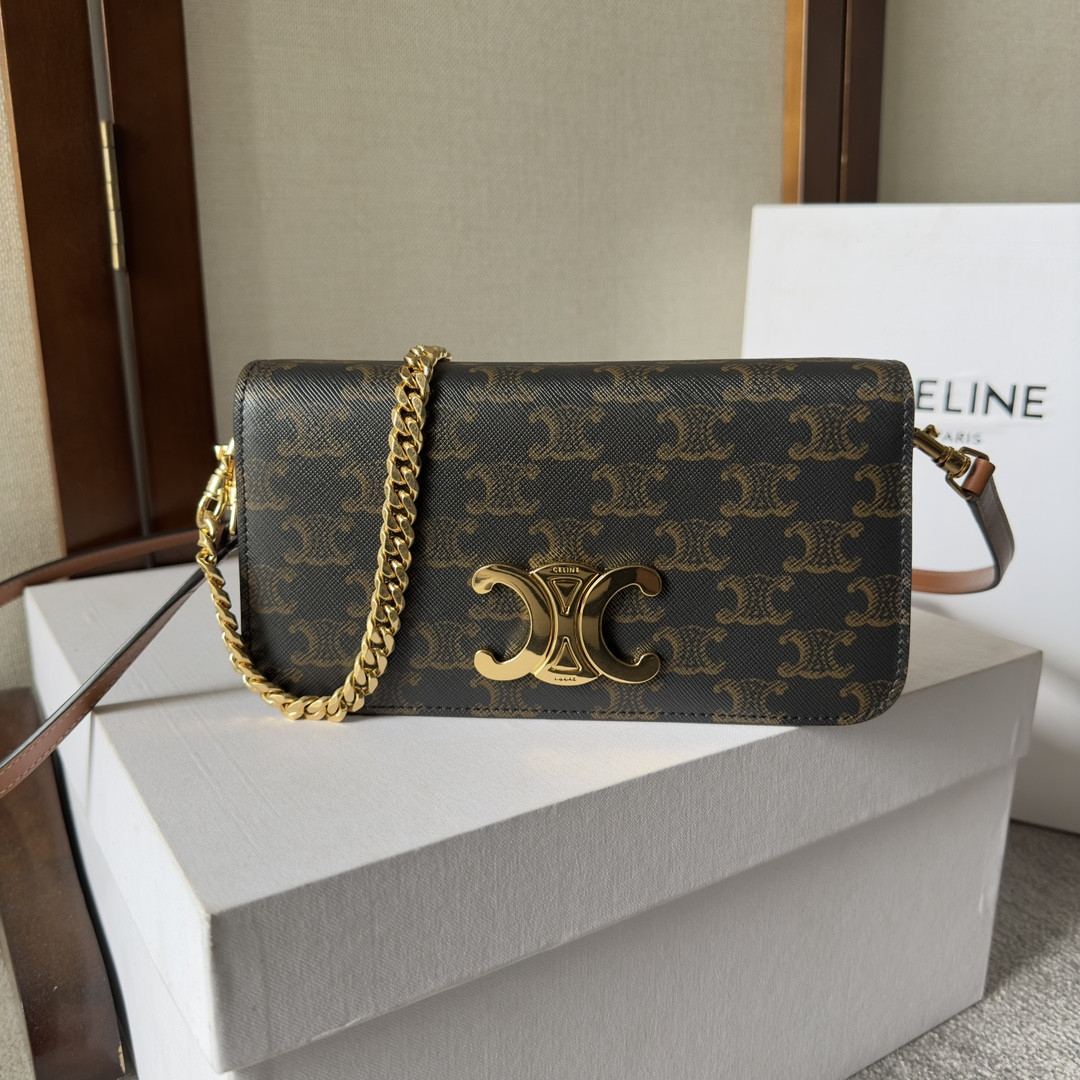 Ce**e multipochette in triomphe canvas and calfskin 20.5x11x4cm