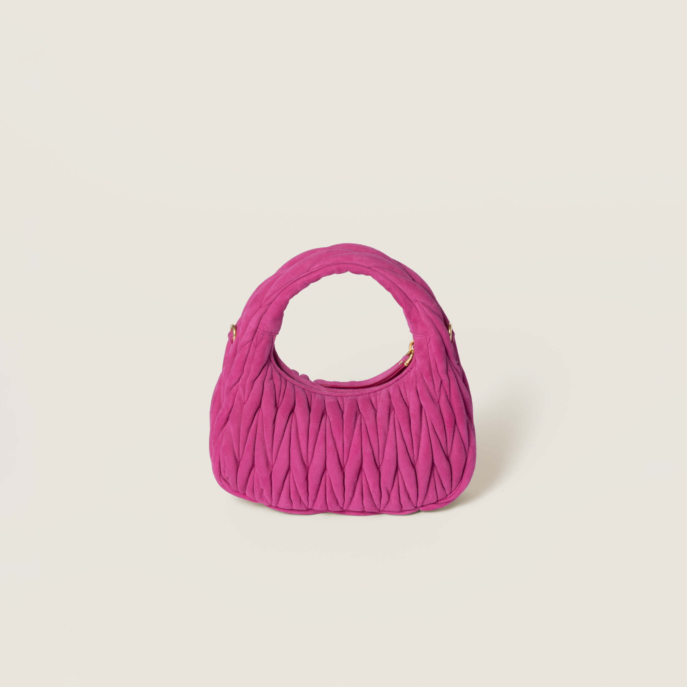Miu Miu Wander matelassé suede bag 17x20x6cm