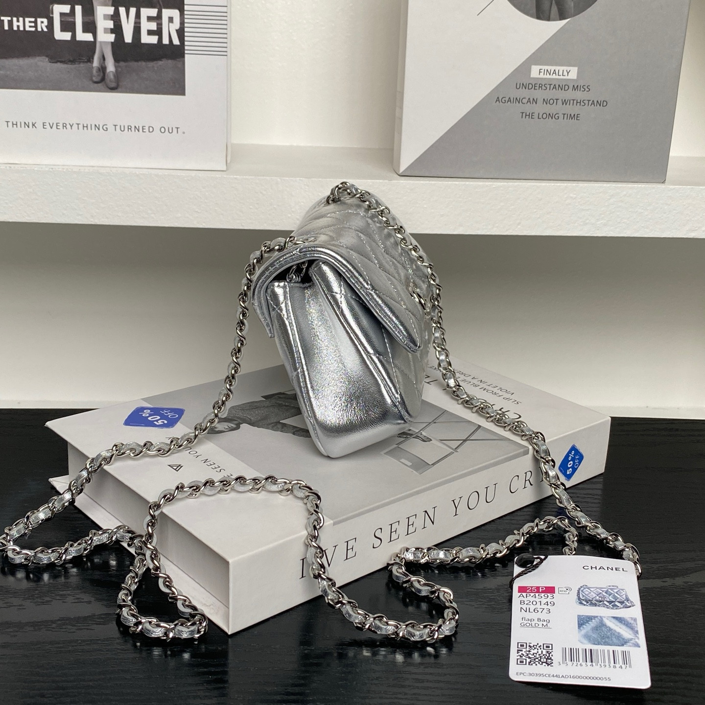 Ch*el clutch with chain ap4593 10x16.5x5cm