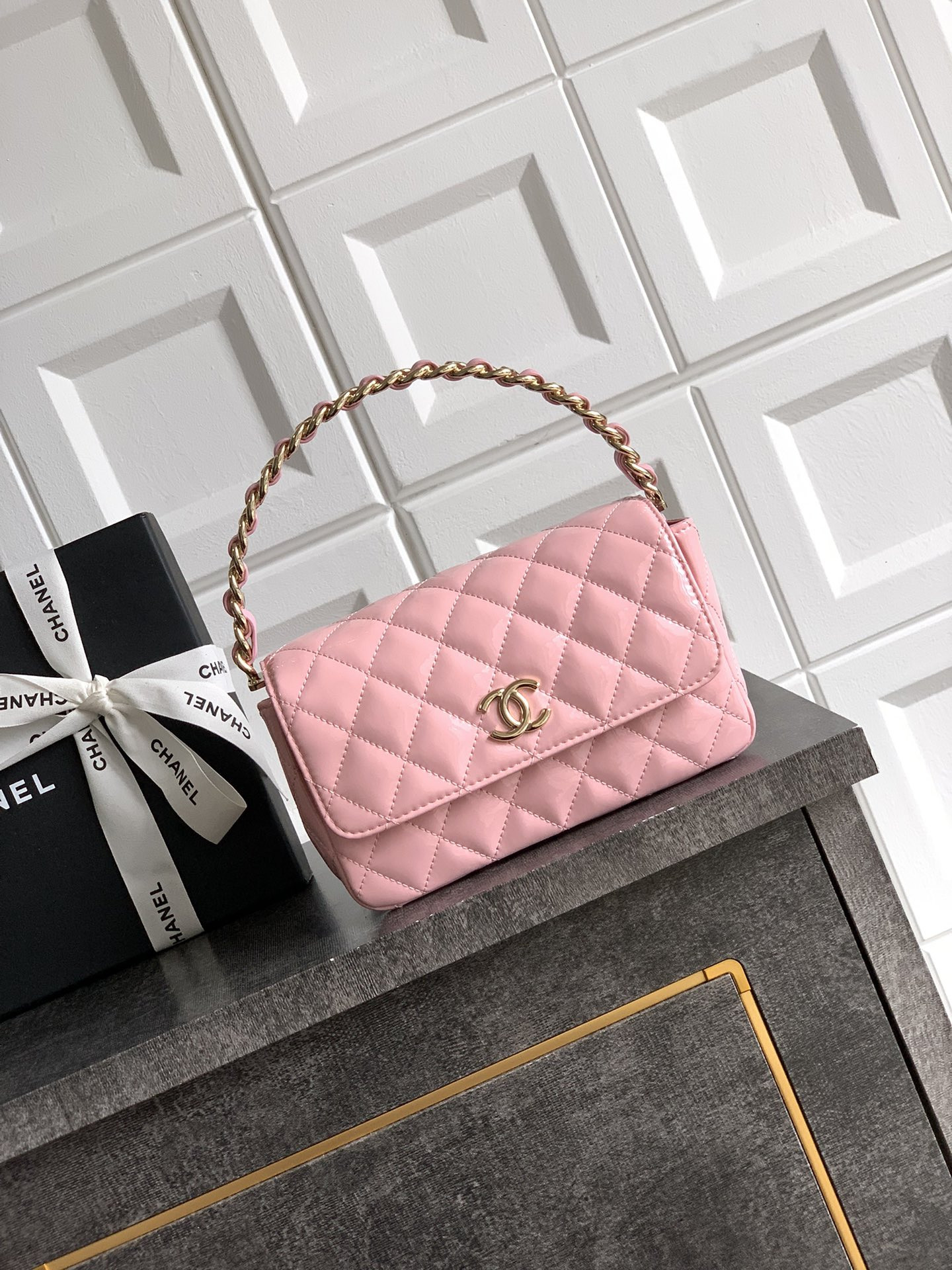 Ch*el 25p flap handheld evening bag 10.5x18.5x8cm